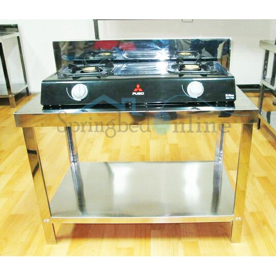 Meja Dapur / Kompor Stainless Steel 2 Rak Serbaguna Metalco Harga Pabrik