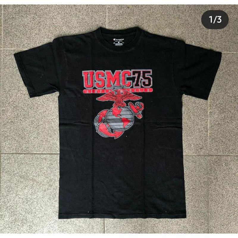KAOS VINTAGE SECOND USMC 75 CHAMPION KAOS UNISEX BAJU ATASAN PAKAIAN PRIA