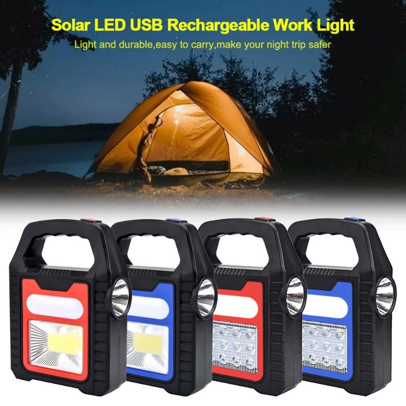 Lampu Emergency - Senter Camping Lampu LED Solar Power Rechargeable COB