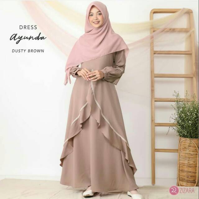 Gamis Lebaran Zizara Ayunda Dusty Brown XS