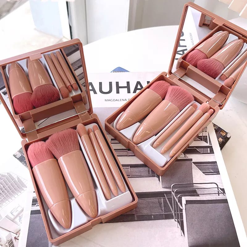 Make Up Brush Set Kuas Make Up Portable Cermin Set Makeup Eye Shadow Foundation Blusher Blending Makeup Beauty Tools F592