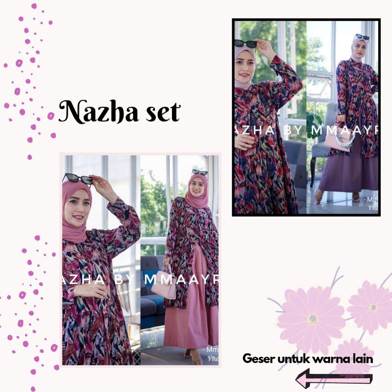 stelan tunik rok//stelan wanita terbaru//stelan tunik rok terbaru//Nazha set by Mmaayra (SIAP KIRIM)