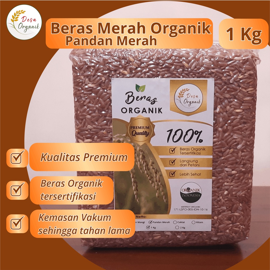 

[PREMIUM] Beras Merah Organik 1KG / Pandan Merah / Organic Rice by Desa Organik