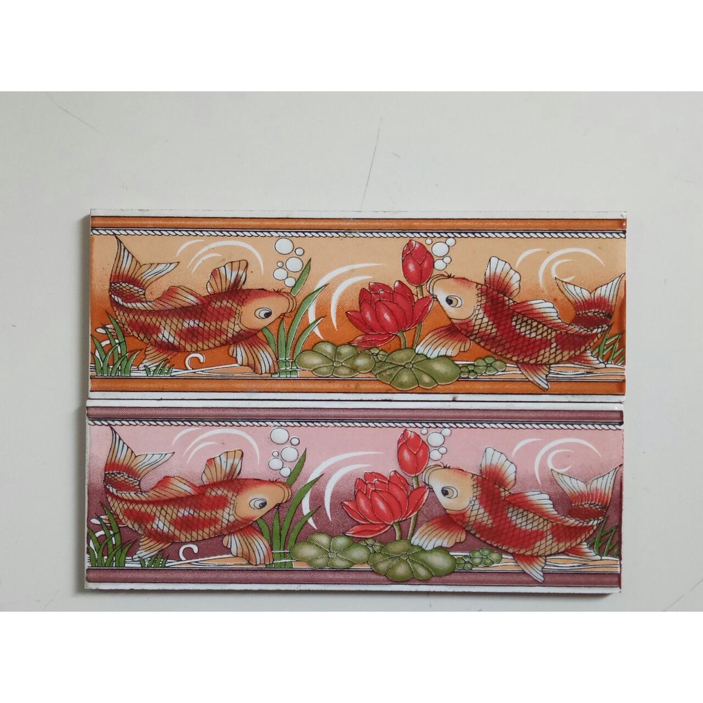 List Keramik 20cm Motif Ikan Koi / Lis / Listello
