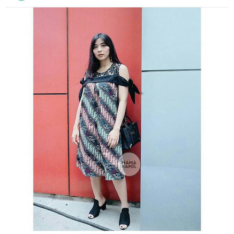  Dress  Hamil  Batik  Menyusui Sabrina Brokat Pita Zenia BTK 