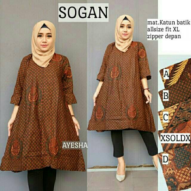 Tunic Sogan Series Classic Elegant Atasan Batik Wanita Kerja Kantor Seragam Murah Vintage