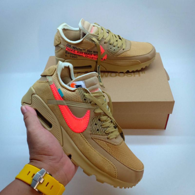 Sepatu Pria Cowok Casual Sneakers Cowok Pria Nike Air Max 90 off White Desert Ore