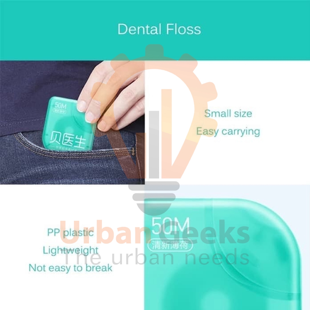 Dr Bei Dental Floss Roll Teeth Flossing 50M/Pack Benang Gigi