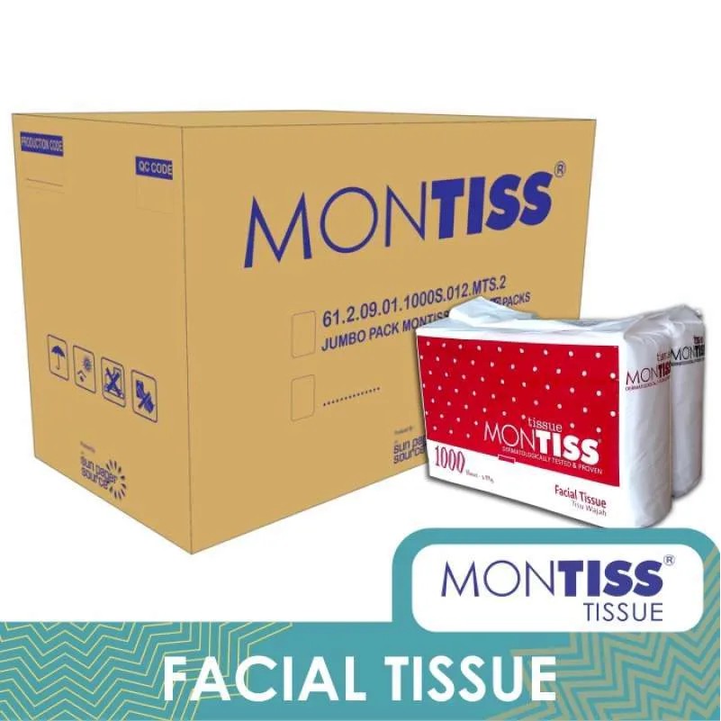 FACIAL TISSUE TISSUE MONTISS 1000GR 2PLY / TISU WAJAH / MONTISS JUMBO