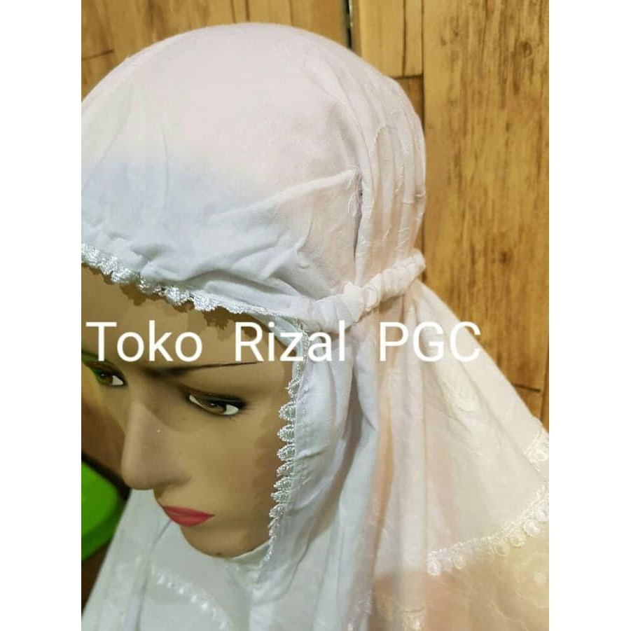 Baru Bergo Haji & Umrah Putih Super Jumbo Katun Korea Halus Aplikasi Renda