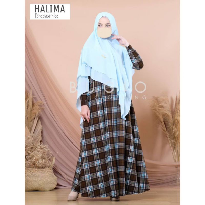 (GAMIS SAJA) HALIMA BROWNY DAILY DRESS SYARI BY BUGIO CLOTHING