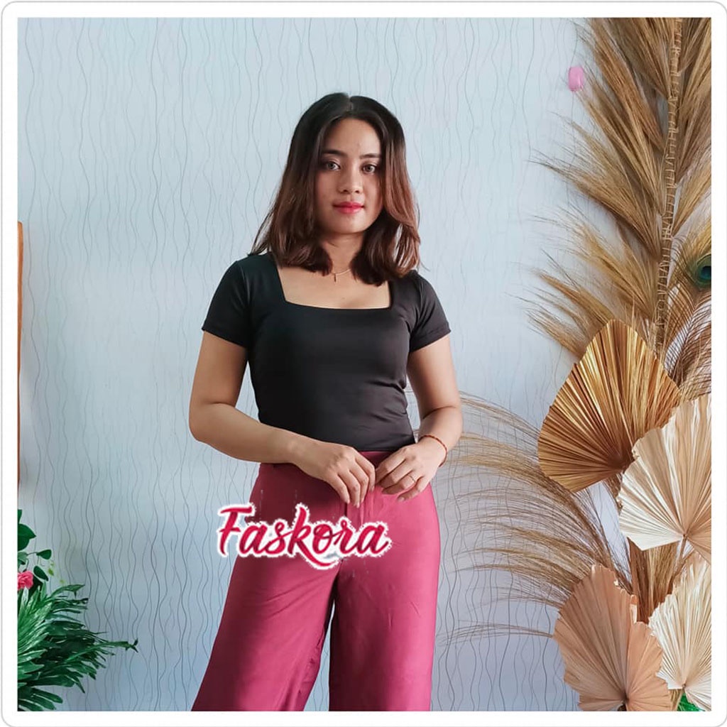 Blouse Atasan Crop Top Pakaian Wanita Atasan Polos Bahan Spandex Licra