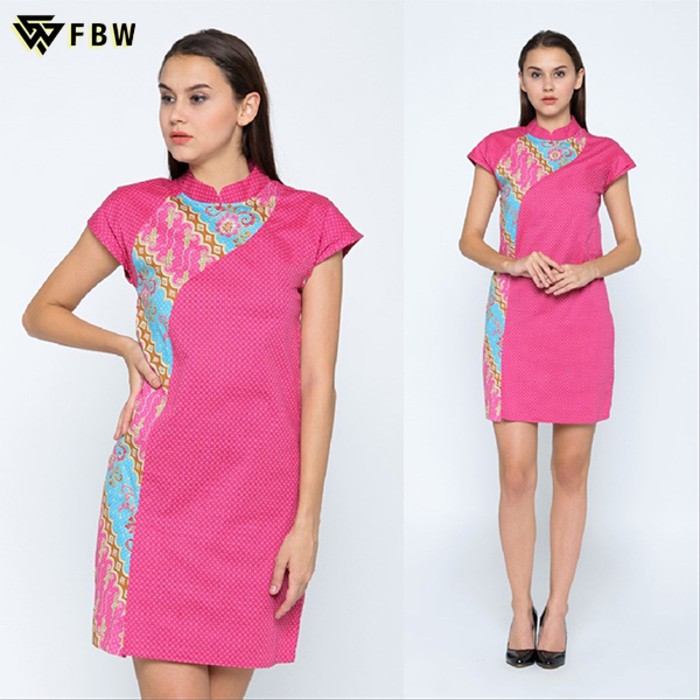 Dress Imlek Katun Shanghai Fashion - FBW Shanghai Cap Sleeve Cheongsam
