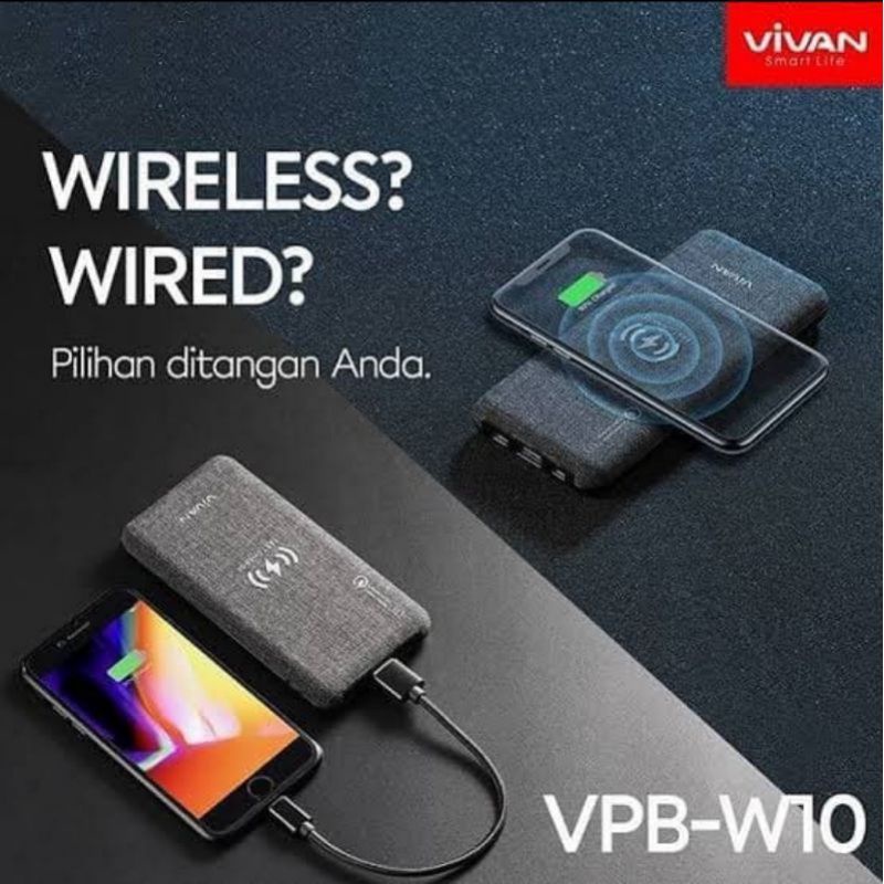 PowerBank Vivan VPB W10 10000mah Quick charging wireless POWER BANK original asli garansi resmi