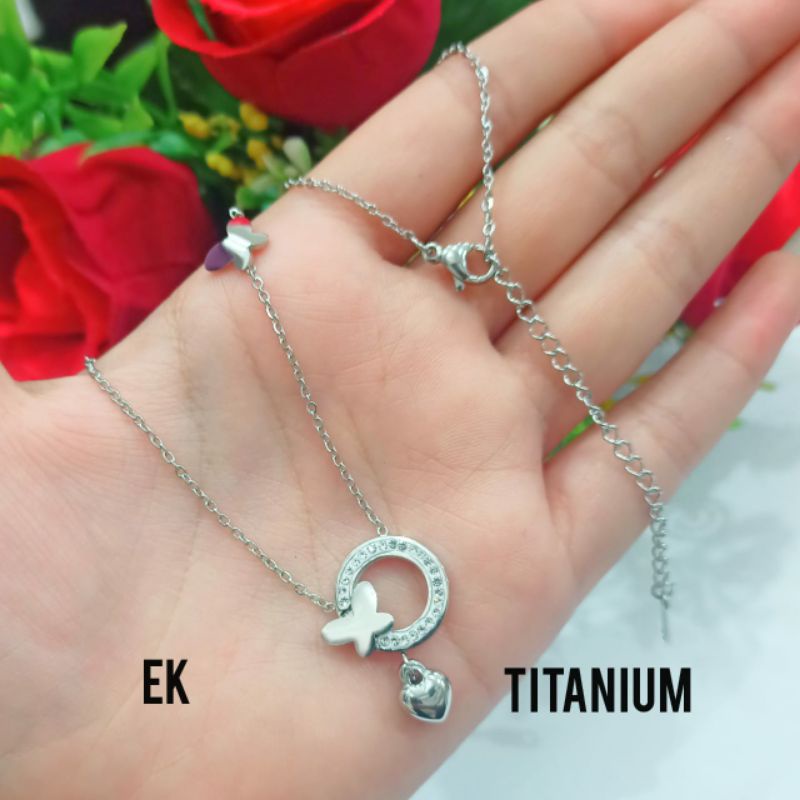 *COD* Kalung Wanita TITANIUM permata zircon motif brand, TIDAK LUNTUR, TIDAK BERKARAT