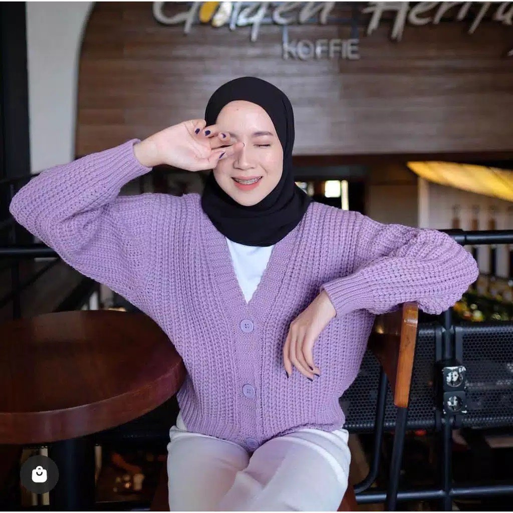 ARSY CARDY / CROP CARDY WANITA / Cardigan Crop / Cardy Rajut / Outer Wanita / Cardigan Rajut Wanita-LILAC
