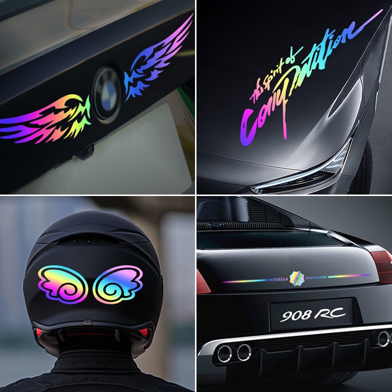 Stiker Mobil laser Warna Warni Stiker Mobil Pribadi Kaca Depan Kaca Depan Belakang Dekorasi Jendela Belakang