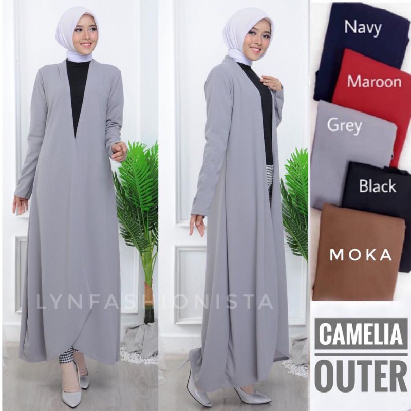 (BB MAX 65 KG)LONG OUTER PANJANG/CARDIGAN WANITA MUSLIM BASIC POLOS/CAMELIA