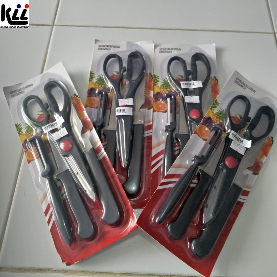 Pisau Dapur Set 4in1 - Pisau Gunting Dapur &amp; Buah