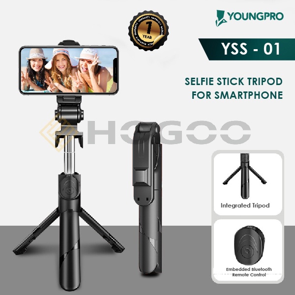 YOUNGPRO YSS-02 YSS-01 TRIPOD STICK SELFIE BLUETOOTH 3 IN 1 CONNECTION TONGSIS PHONE HOLDER WITH WIRELESS REMOTE SHUTTER
