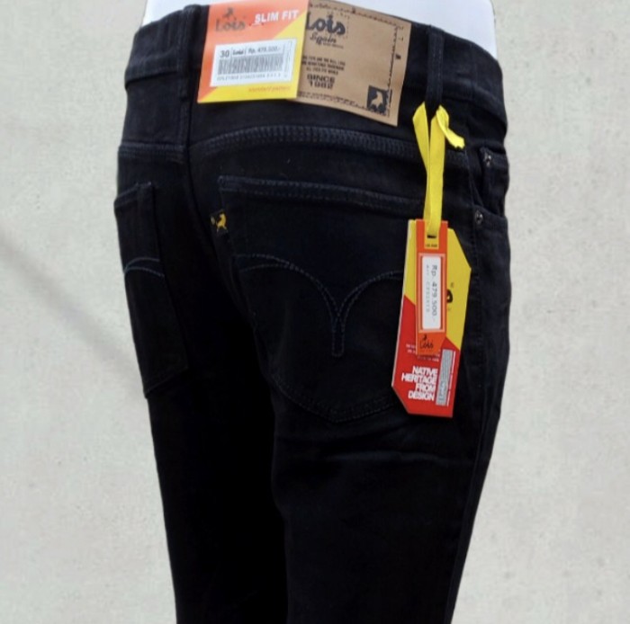 Celana Jeans Lois Hitam Pekat//Celana Panjang Lois Hitam Premium jeans - Hitam, 27