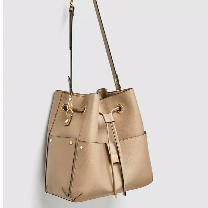 Tas Wanita Zara bucket Pocket Original Termurah Hitam Red - Merah