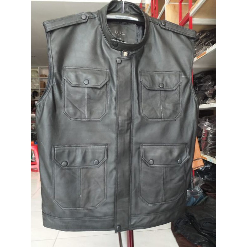 Rompi Kulit Asli Domba Full Kulit Model Casual Kekinian Rompi Motor Original Kulit