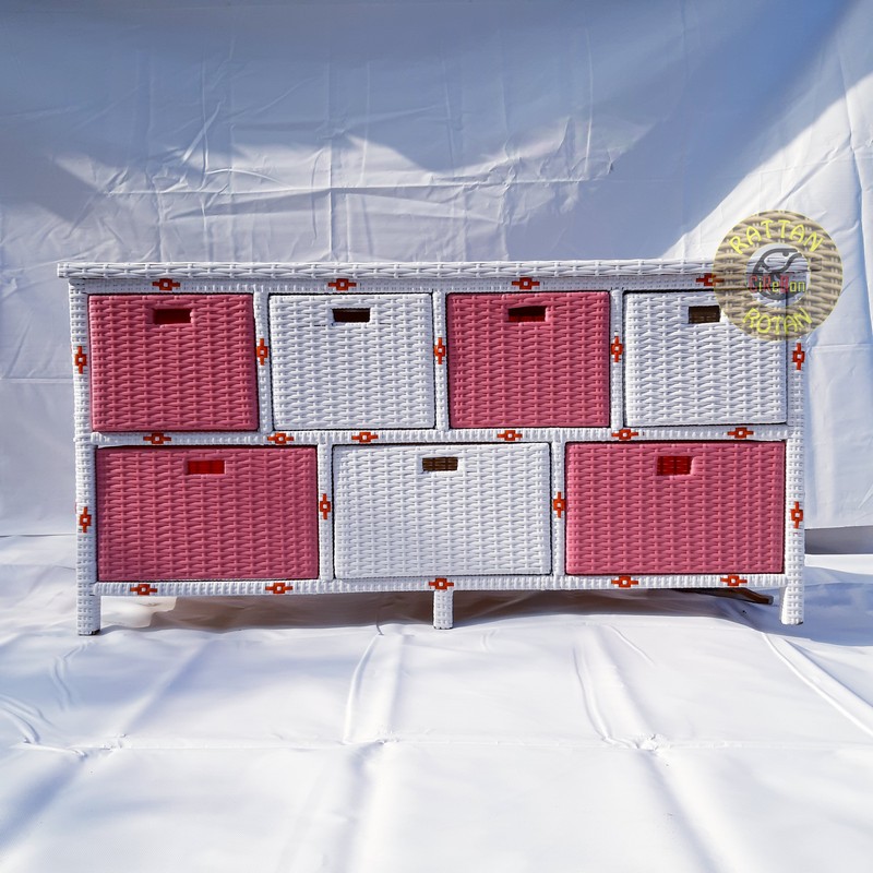 Lemari Laci Rak Rotan Sintetis Kabinet Plastik 7 Laci CUSTOM