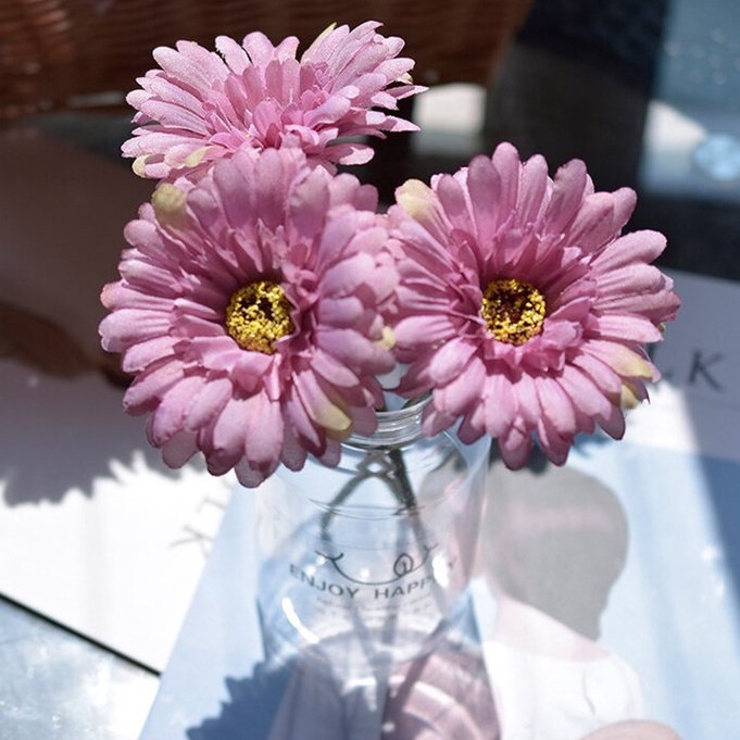 Bunga DAISY Artificial Flower - Dekorasi Pesta Bunga Plastik  - Tanaman Palsu Properti Foto Produk-Purple