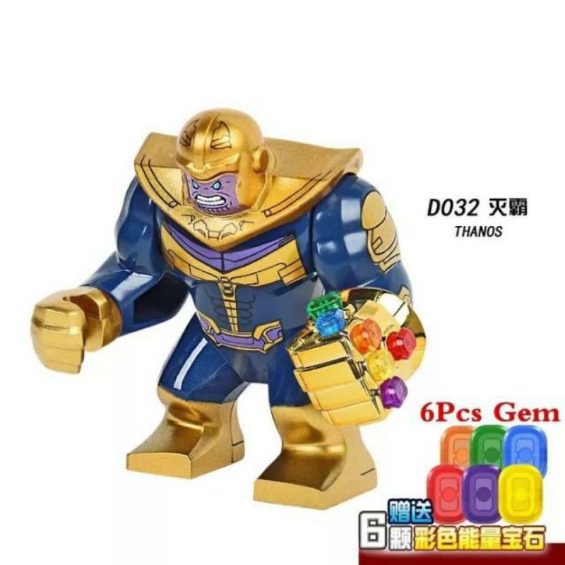 Lego Thanos  variant chrome infinity gauntlet 6 gems avenger civil infinity war end game Minifigure