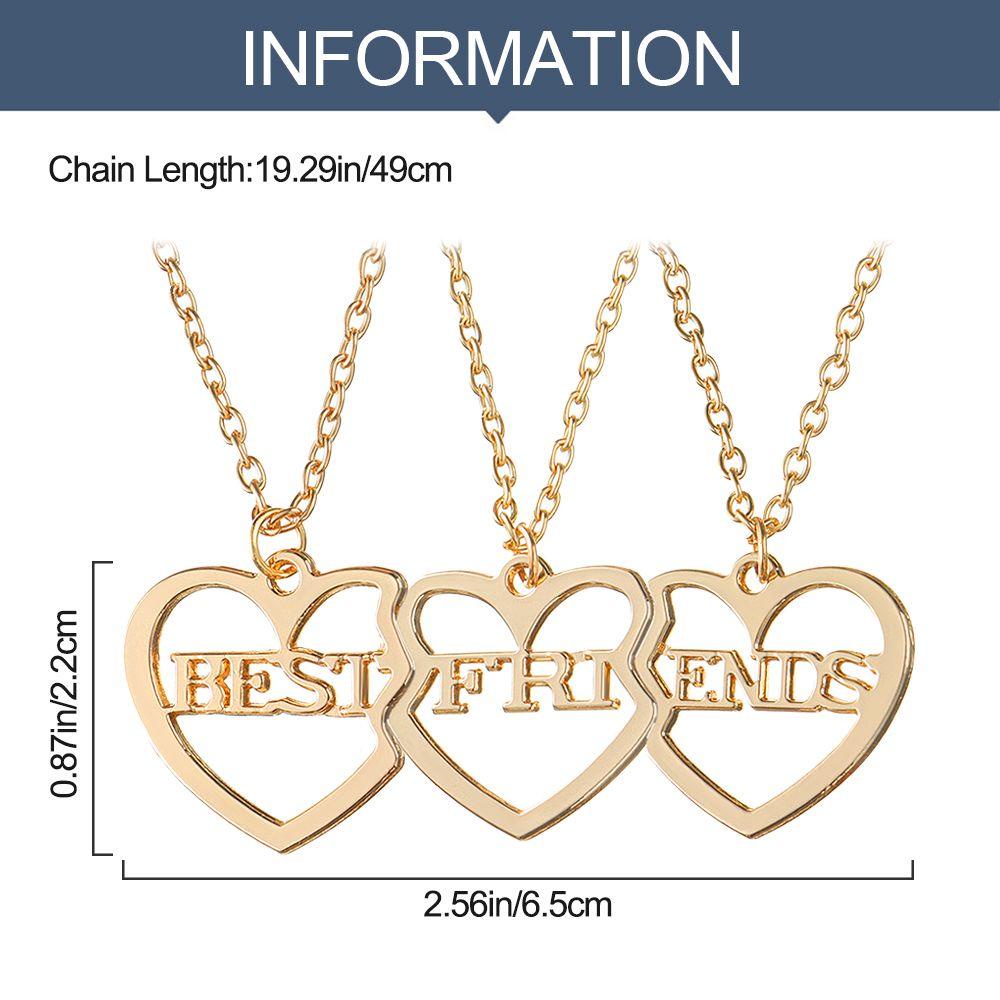 Chookyy 3pcs/set Liontin Berbentuk Hati Fashion Sahabat Liontin Memorial Perhiasan Jewelry Hadiah Hari Valentine