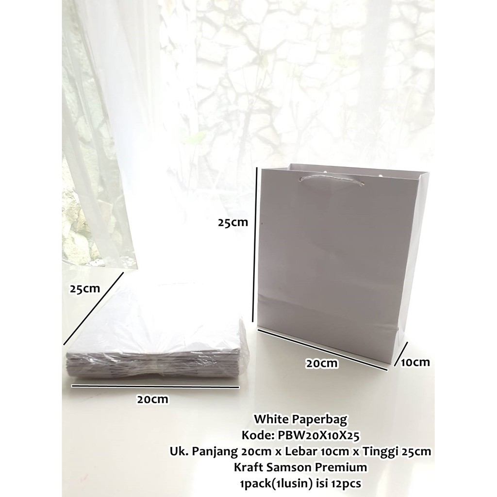 

Goodiebag White Premium Paper bag Tas Kertas Serbaguna Putih 20X10X25