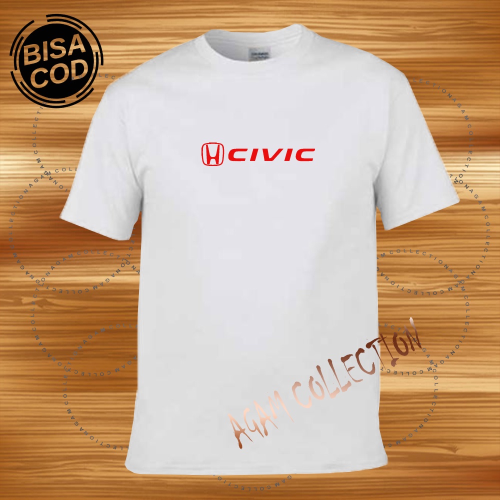 Agam Collection Baju Kaos Distro Civic Text Merah Lengan Pendek Premium Quality