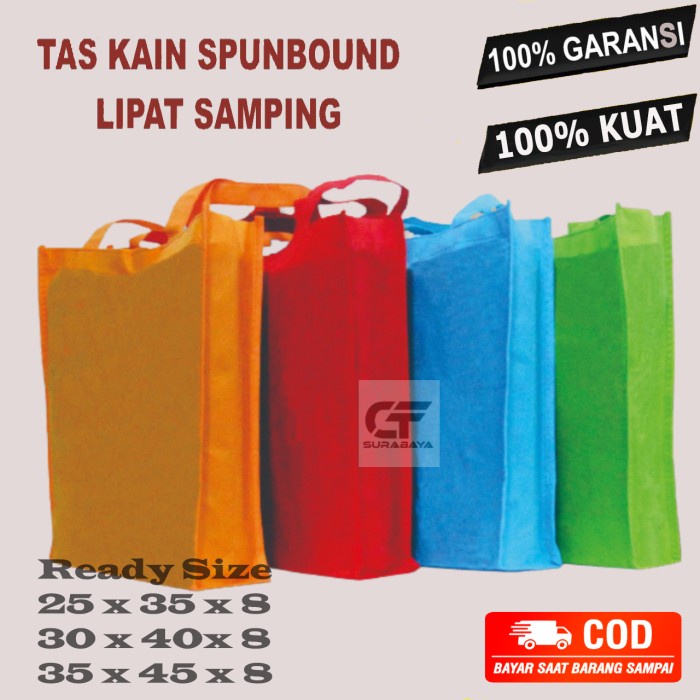 

NEW Tas Kain Spunbond Tas Berkat Hajatan Goodie Bag Lipat Samping Surabaya - 30 X 40 X 8