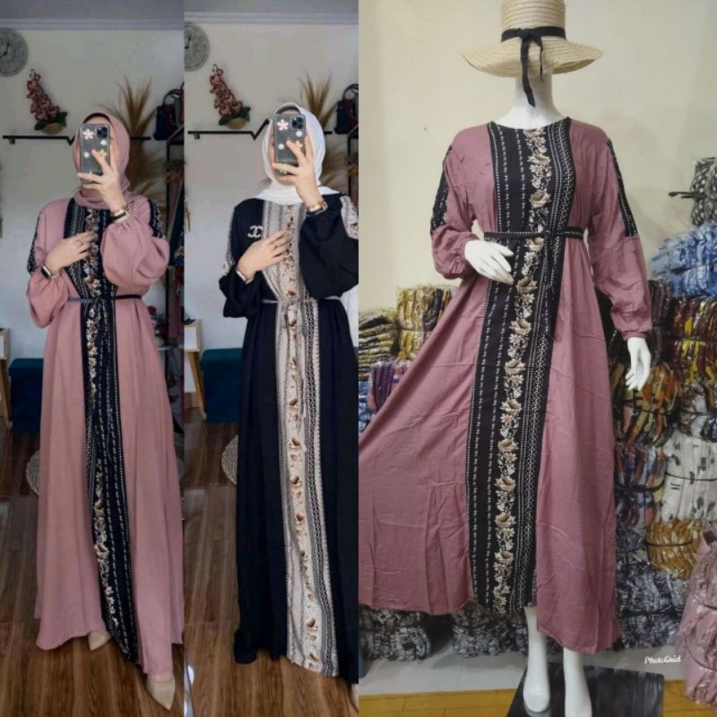 ALANA AMORE BY RUBY DRESS TULE DOT LILAC SUSUN GAMIS POLOS BROKAT KOMBINASI GAMIS LEBARAN DIAMORE