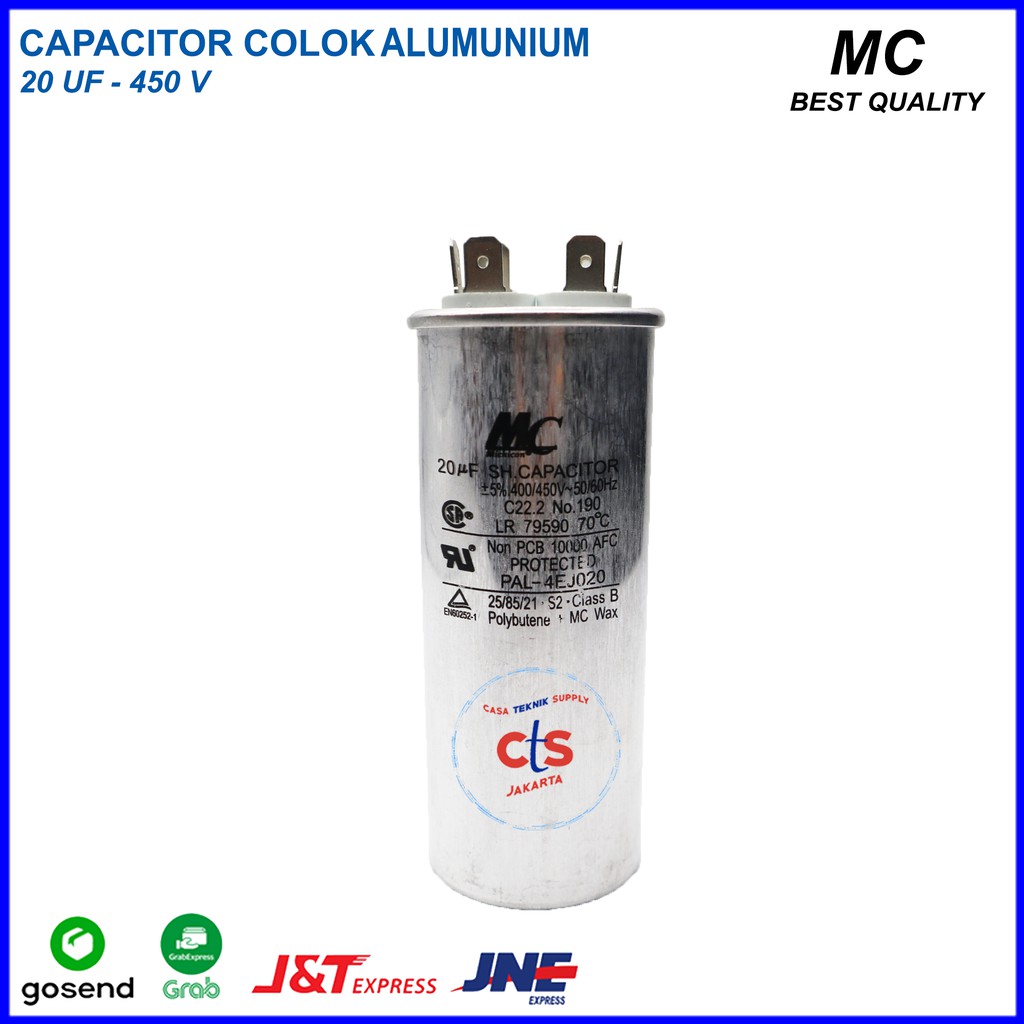 Kapasitor (Capacitor) AC 20 uf - 450V Aluminium (Spare Part AC)