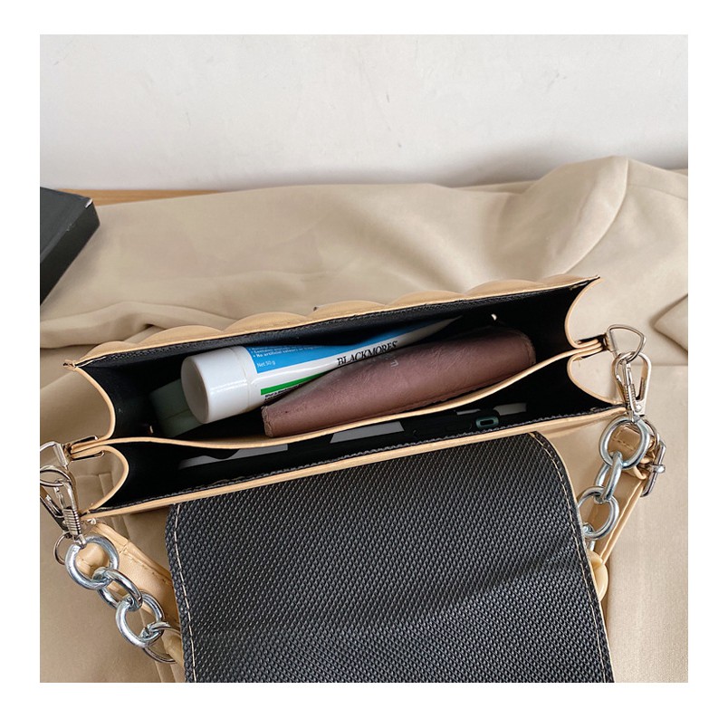 AND COD Tas Selempang Fashion Wanita Bahan Kulit PU Dengan 2 Tali Rantai Style Korea T225