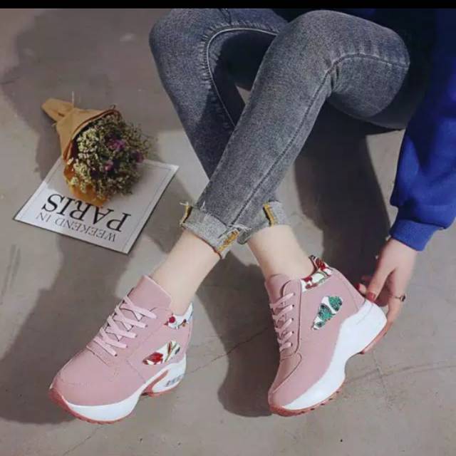 Sepatu sneakers wanita kode as12 motif bunga