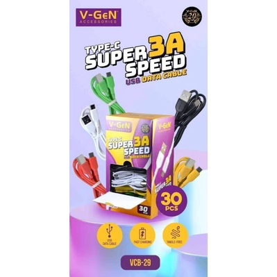 (HARGA PERPCS) KABEL DATA VGEN VCB-29 TYPE C SUPRT FAST CHARGING
