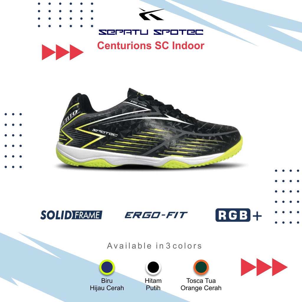 SPOTEC Sepatu Futsal CENTURIONS INDOOR Hitam - Hijau Cerah