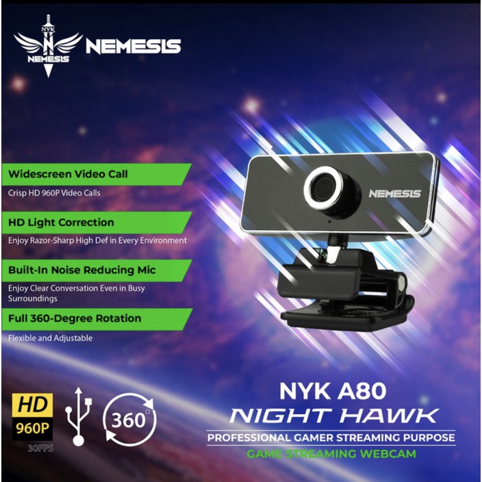 NYK Nemesis A80 Night Hawk HD Gaming Webcam NYK Nemesis A80