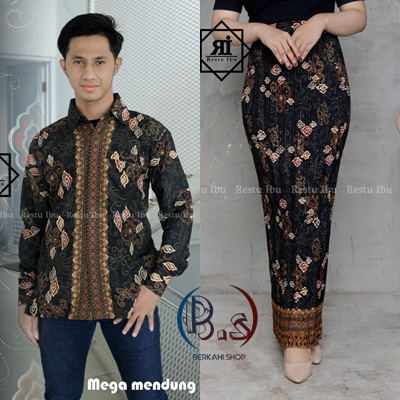 BATIK COUPLE / BAJU BATIK COUPLE / BATIK SET / SETELAN COUPLE ROK PLISKET / ROK PLISKET COUPLE KAMEJA BATIK / COUPLE MURAH / ROK PLISKET COUPLE LENGAN PANJANG / ROK BATIK PLISKET COUPLE/ MOTIF MEGA MENDUNG