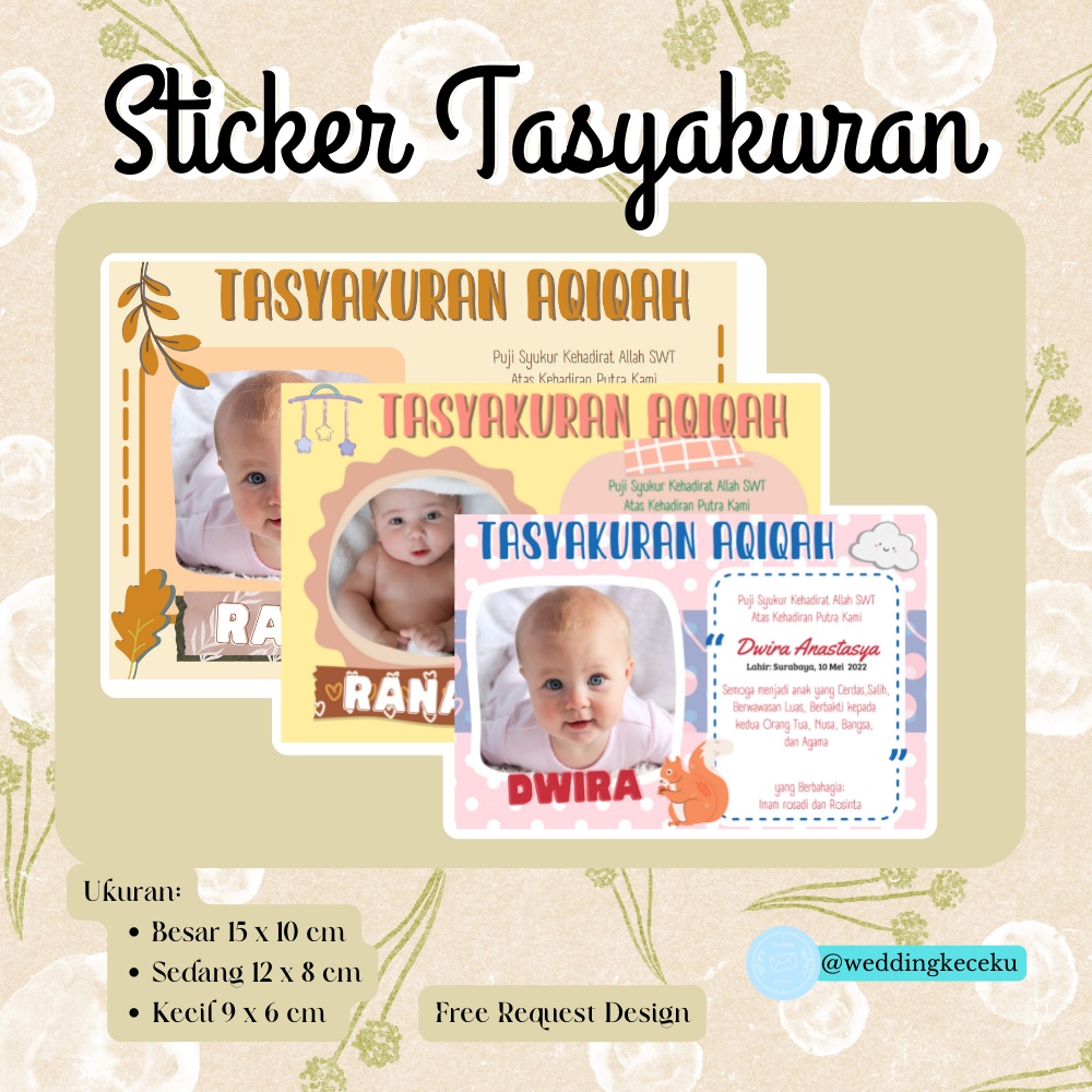 

Sticker Tasyakuran Aqiqah/Tedak Sinten/Kelahiran/Lanscape Free Costume Design