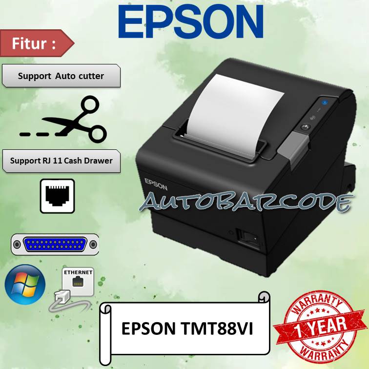 PRINTER KASIR EPSON TMT 88 VI / TMT88VI / TM-88VI STRUK THERMAL EPSON PORT ( USB SERIAL LAN ) POS 80MM