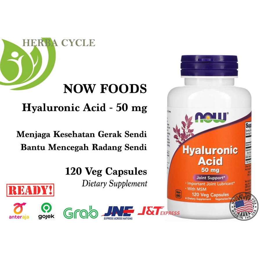 Now Hyaluronic Acid 50 mg 120cap MSM Jaga Fungsi Sendi Otot ORI USA