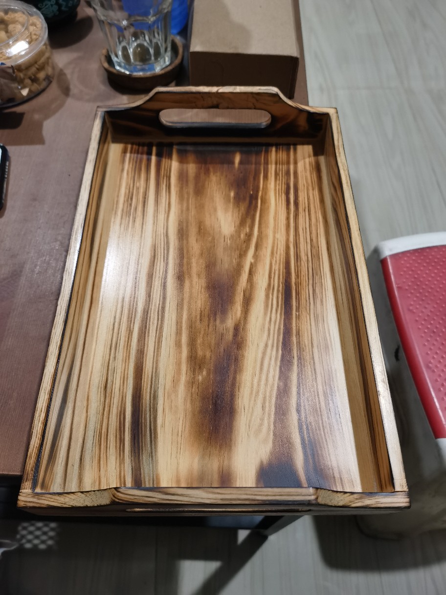 Nampan Kayu / Baki Kayu / Tray Kayu Pinus 28 X 18 Bakaran Melengkung