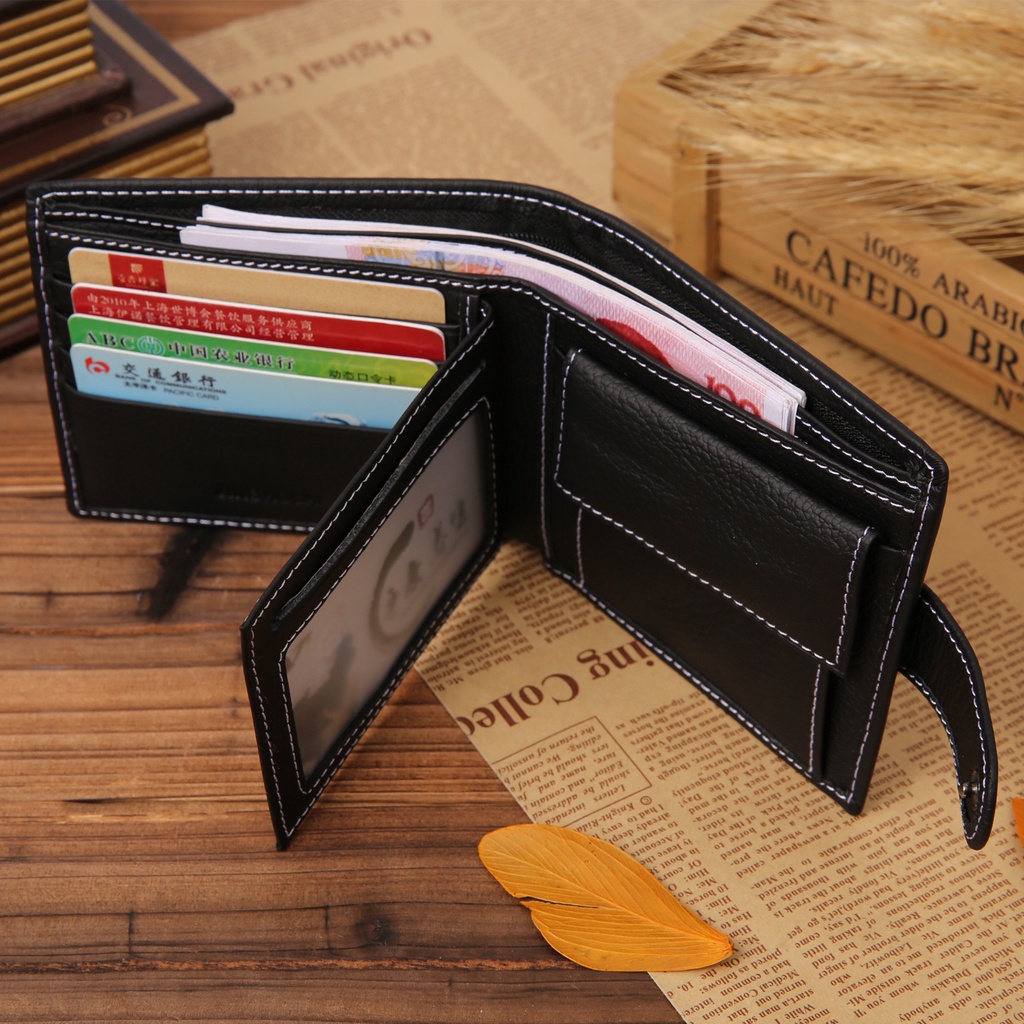 ORIGINAL JINBAOLAI 8040 DOMPET LIPAT PRIA KULIT ASLI DENGAN TEMPAT KOIN