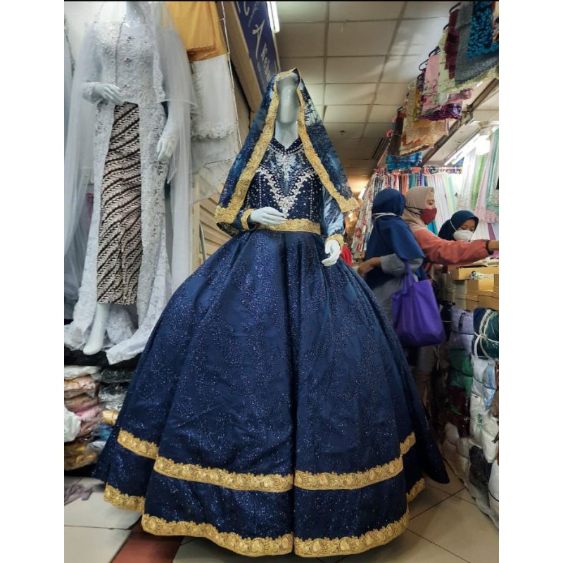 gaun pengantin ala India realpict cantik dan mewah