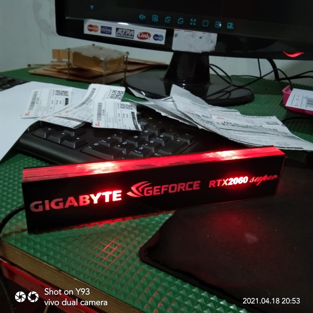 led cpu custom logo akrilik remote controller suka suka anda