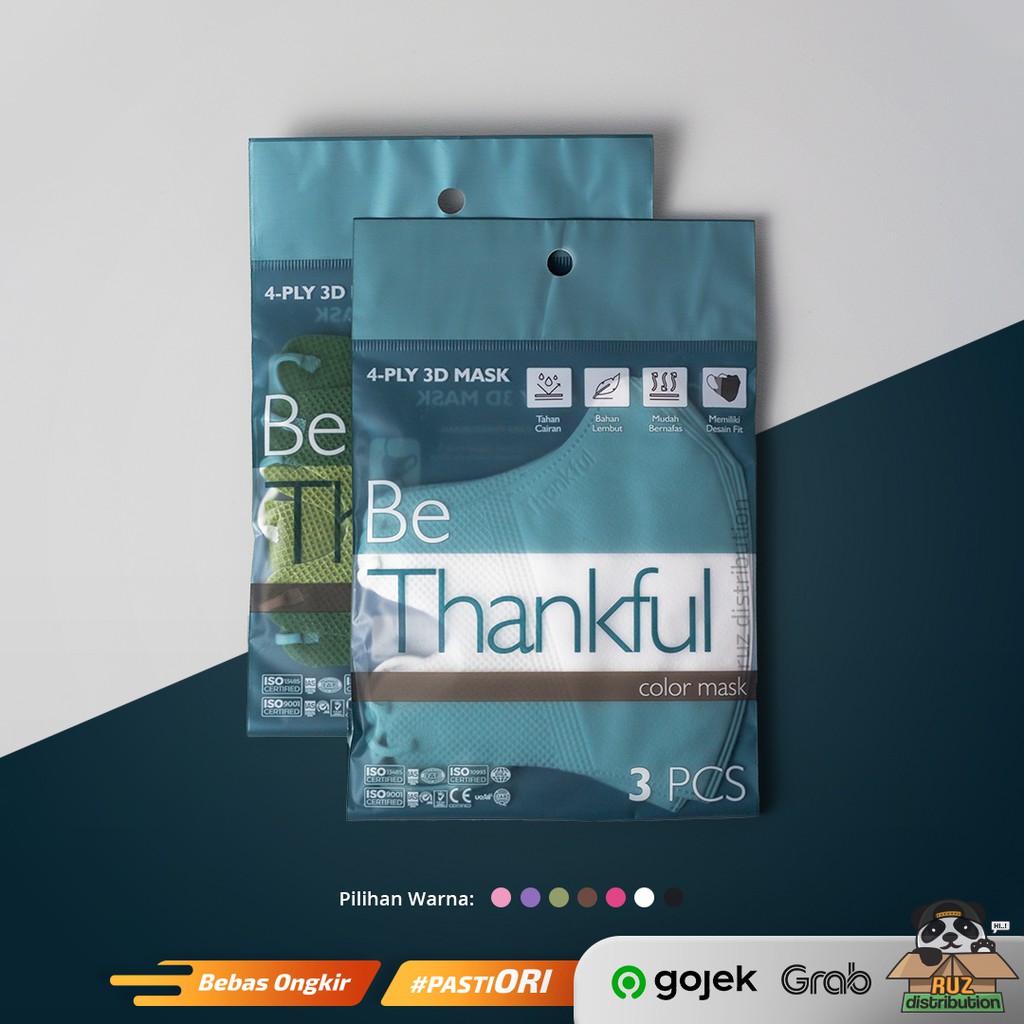 Masker Thankful 3D Mask / Sachet - Surgical Mask 4ply - Duckbill